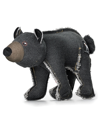 black canvas and cotton stuffed bear toy for dogs